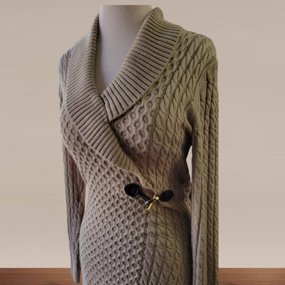 Ellen Tracy Women's Dress Tan Long Sleeve Size Medium